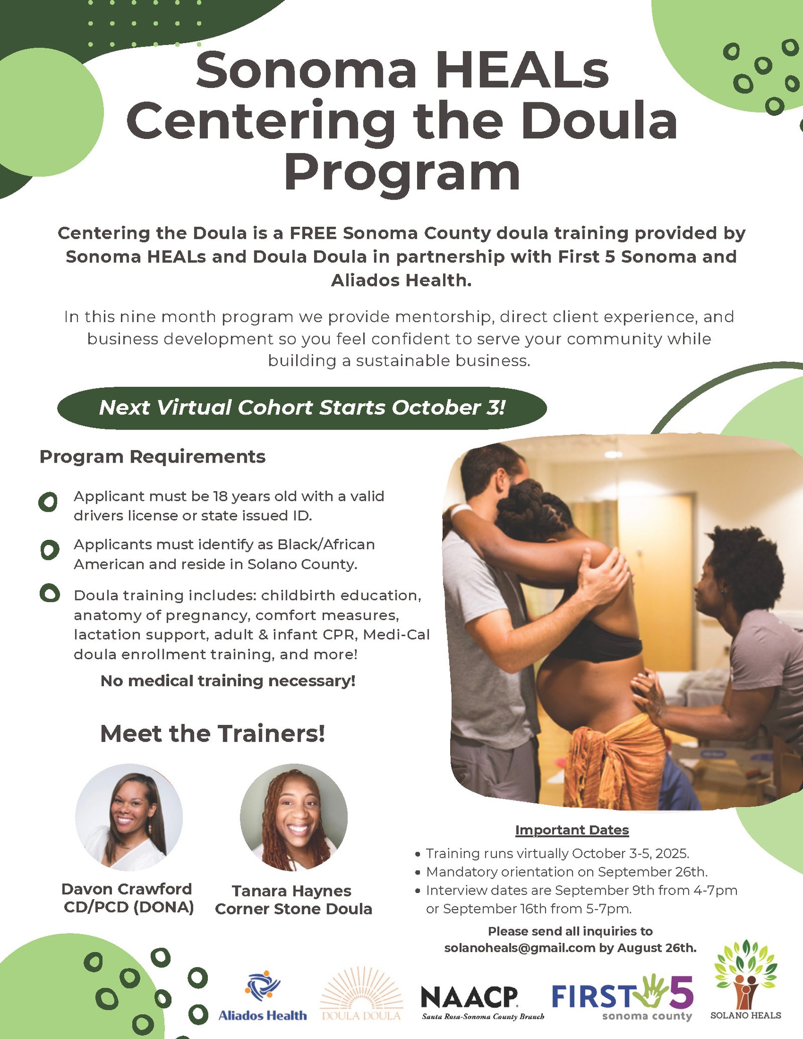 Sonoma HEALs Virtual Doula Training (Cohort 2)